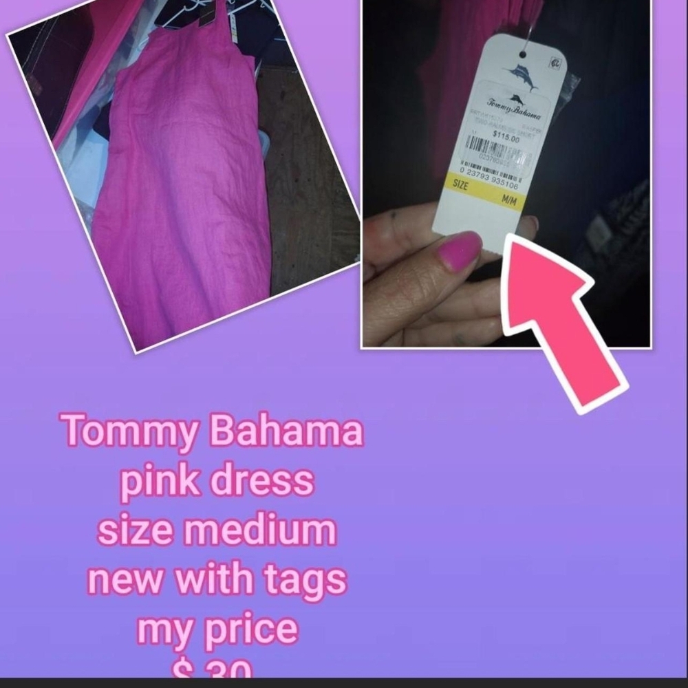 Tommy Bahama Hot Pink Sleeveless Linen Dress